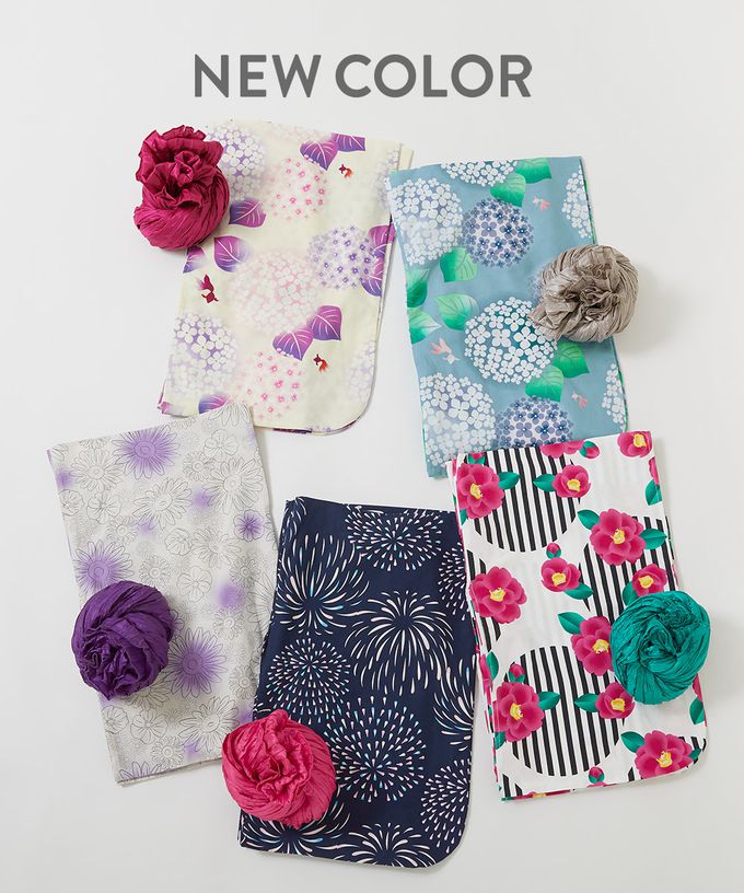 日本 devirock - 純棉夏日祭典花朵浴衣兵兒帶2件組-牡丹格紋-粉x綠