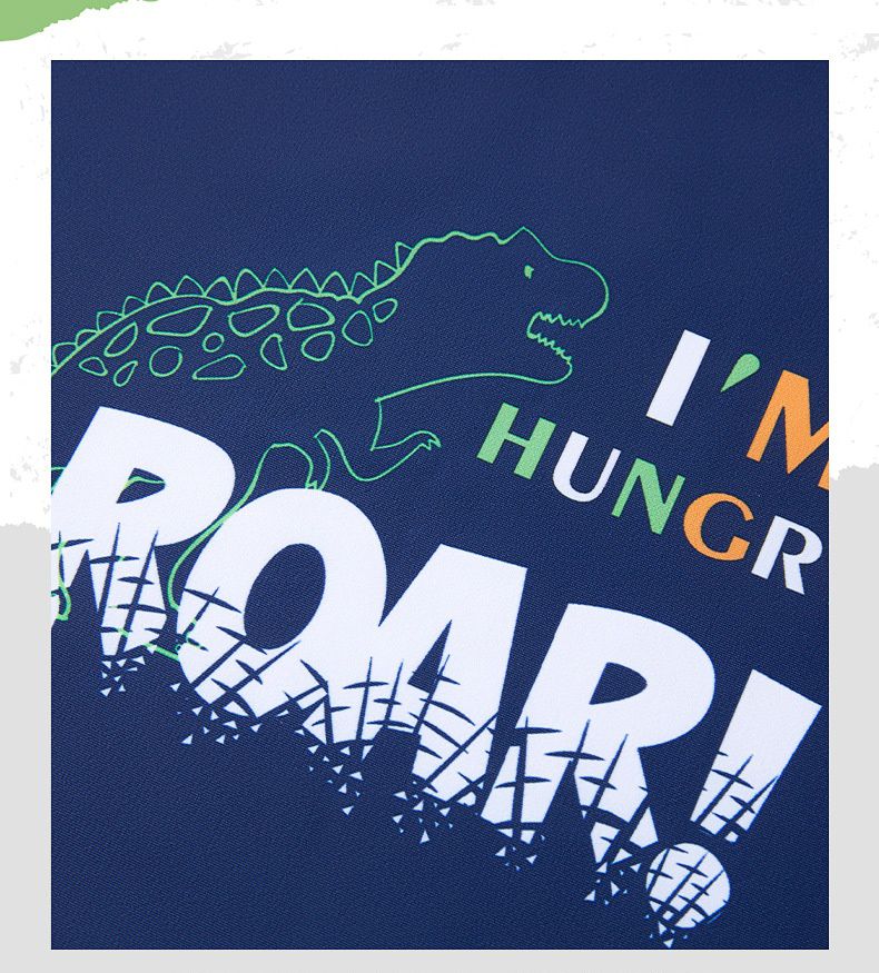 361° - 兒童卡通圖短袖泳衣套裝(二件組)-恐龍世界-淺藍色