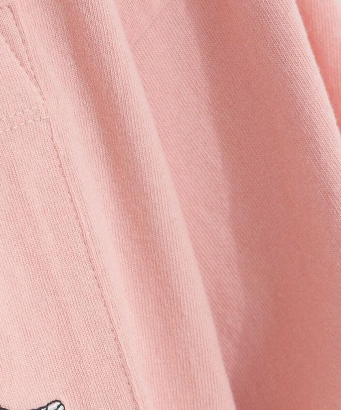 日本 Lupilien - 16支天竺棉俏皮動物刺繡寬大口袋T恤-咖啡