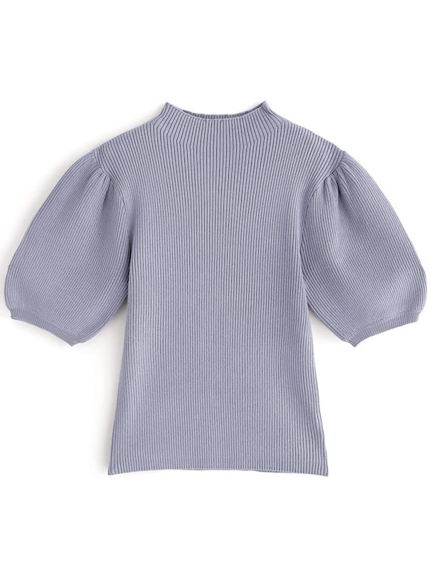 日本 GRL - 聯名款 彈性羅紋泡泡短袖上衣-珊瑚橘