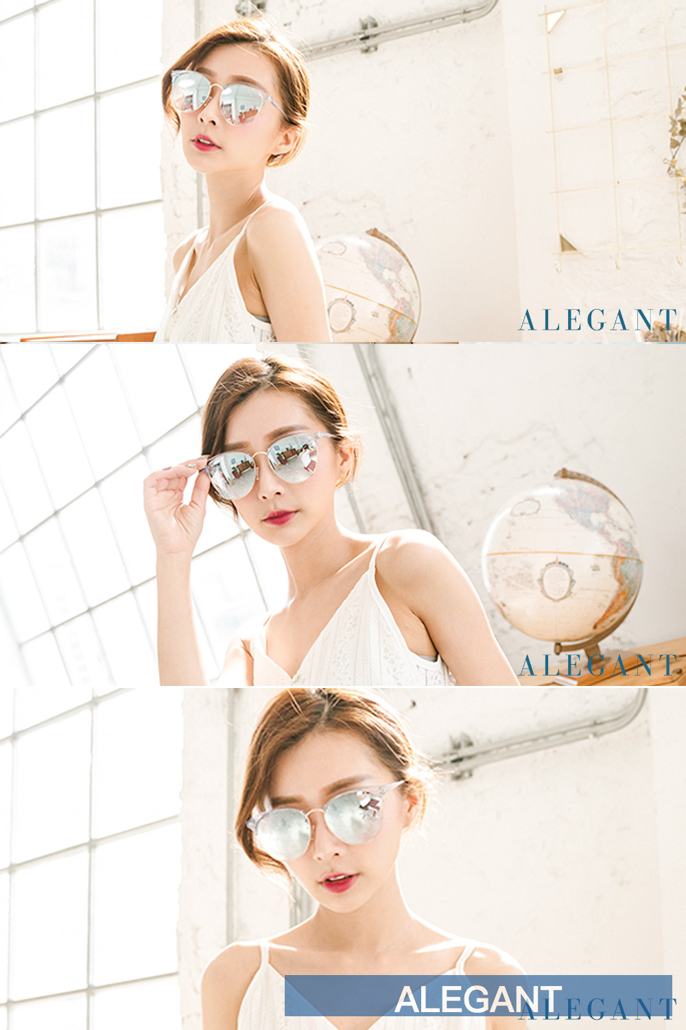 ALEGANT - 透視果凍藍水銀眉框墨鏡│UV400太陽眼鏡