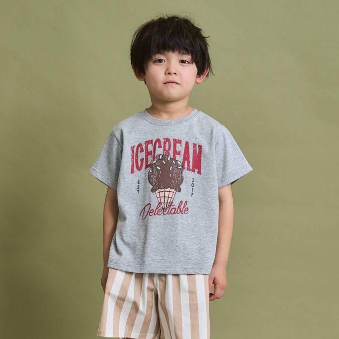 日本 b-ROOM - 防污速乾印花短袖上衣-英文logo-磚紅