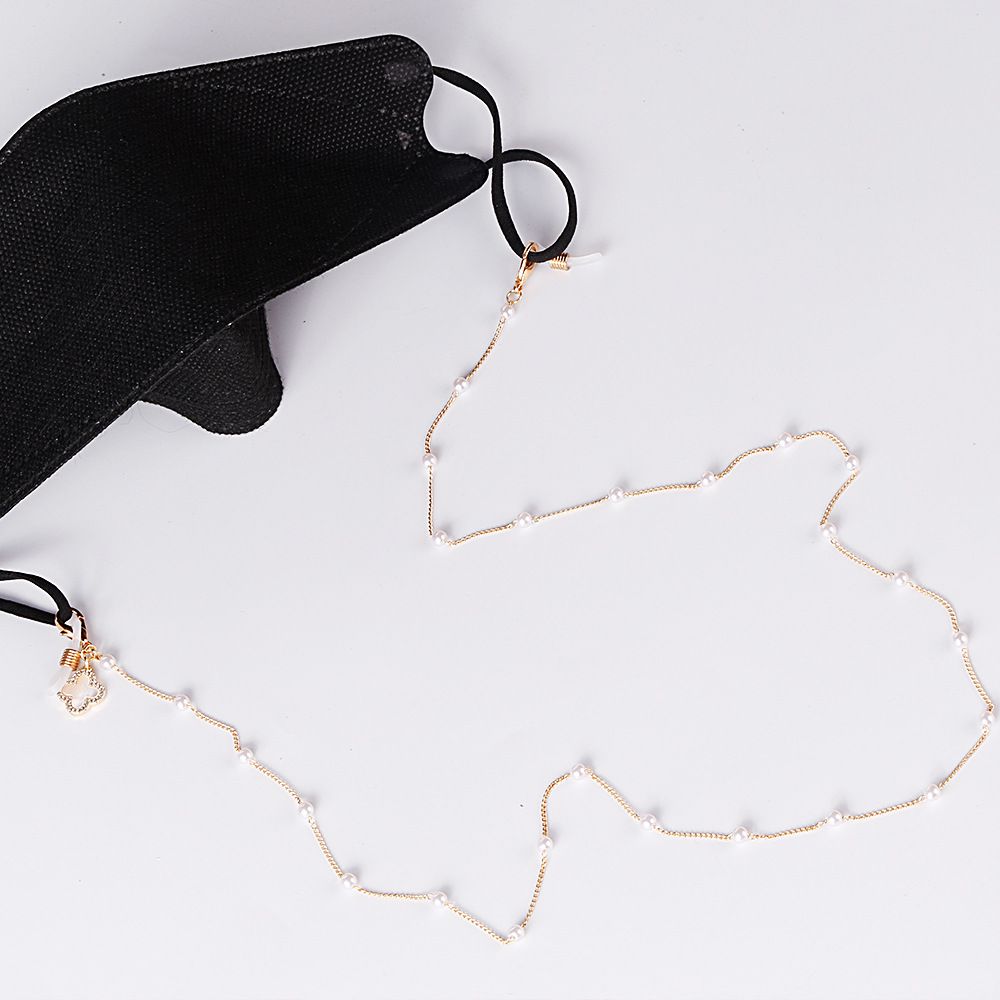 時尚珍珠金鏈口罩/眼鏡掛鏈-珍珠 (總長64cm)
