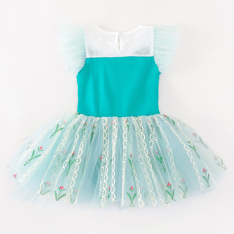 短袖造型公主裙/芭蕾舞裙-卡通人物-安娜-綠色