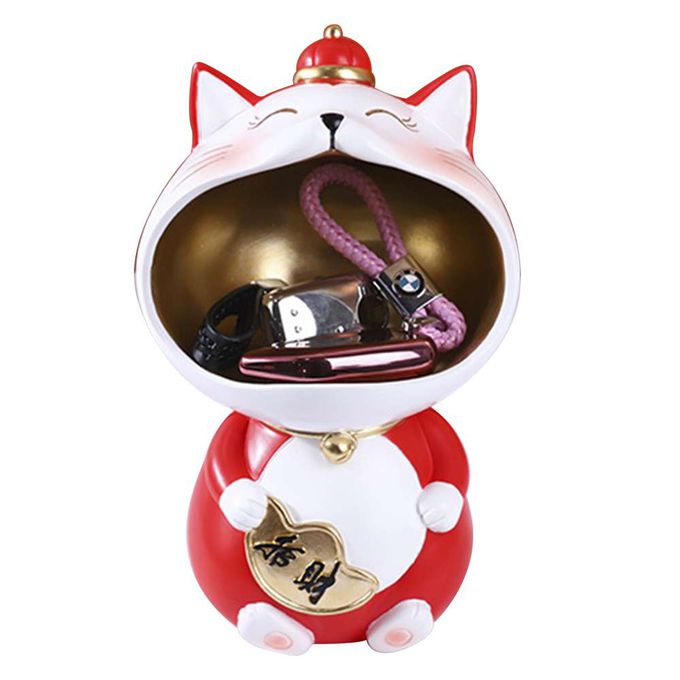 MODACore 摩達客 - 摩達客◉春節開運◉紅白大嘴招財猫擺飾-糖果收納聚寶盆