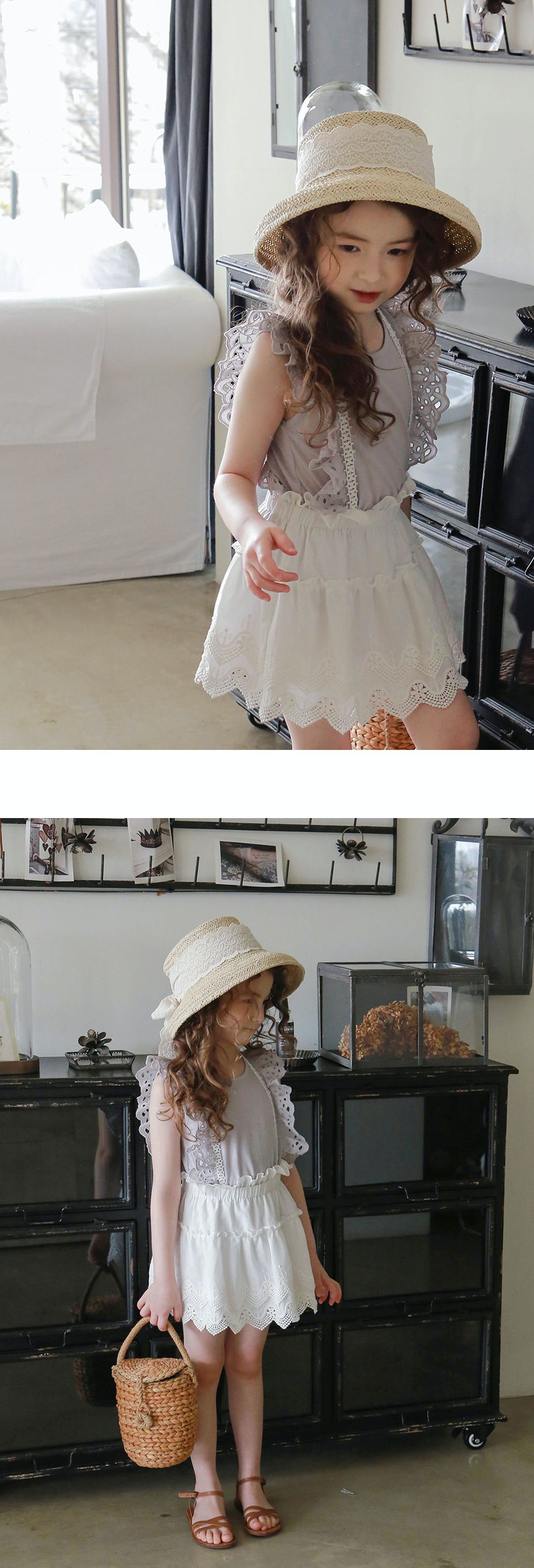 韓國 PuellaFLO - 鏤空荷葉無袖上衣-灰藍