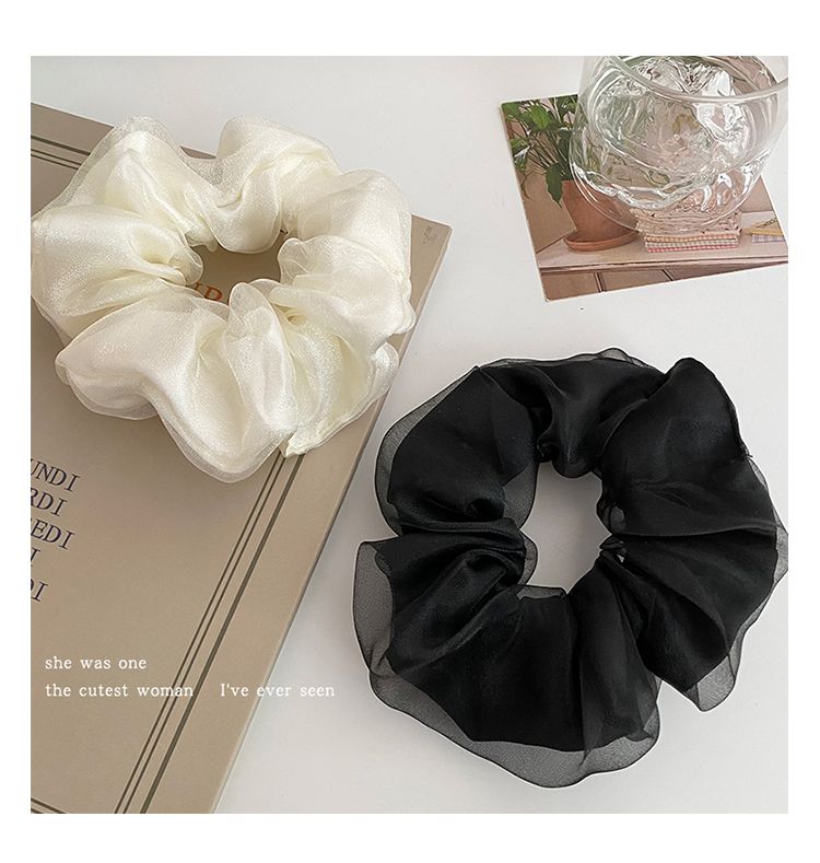 森林系雙層網紗大腸圈/髮圈-咖啡色