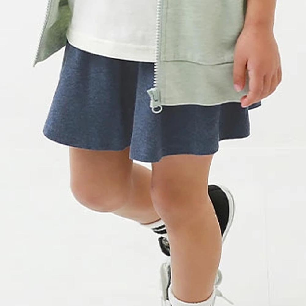 日本 devirock - 活力百搭素色口袋短裙-雜灰藍