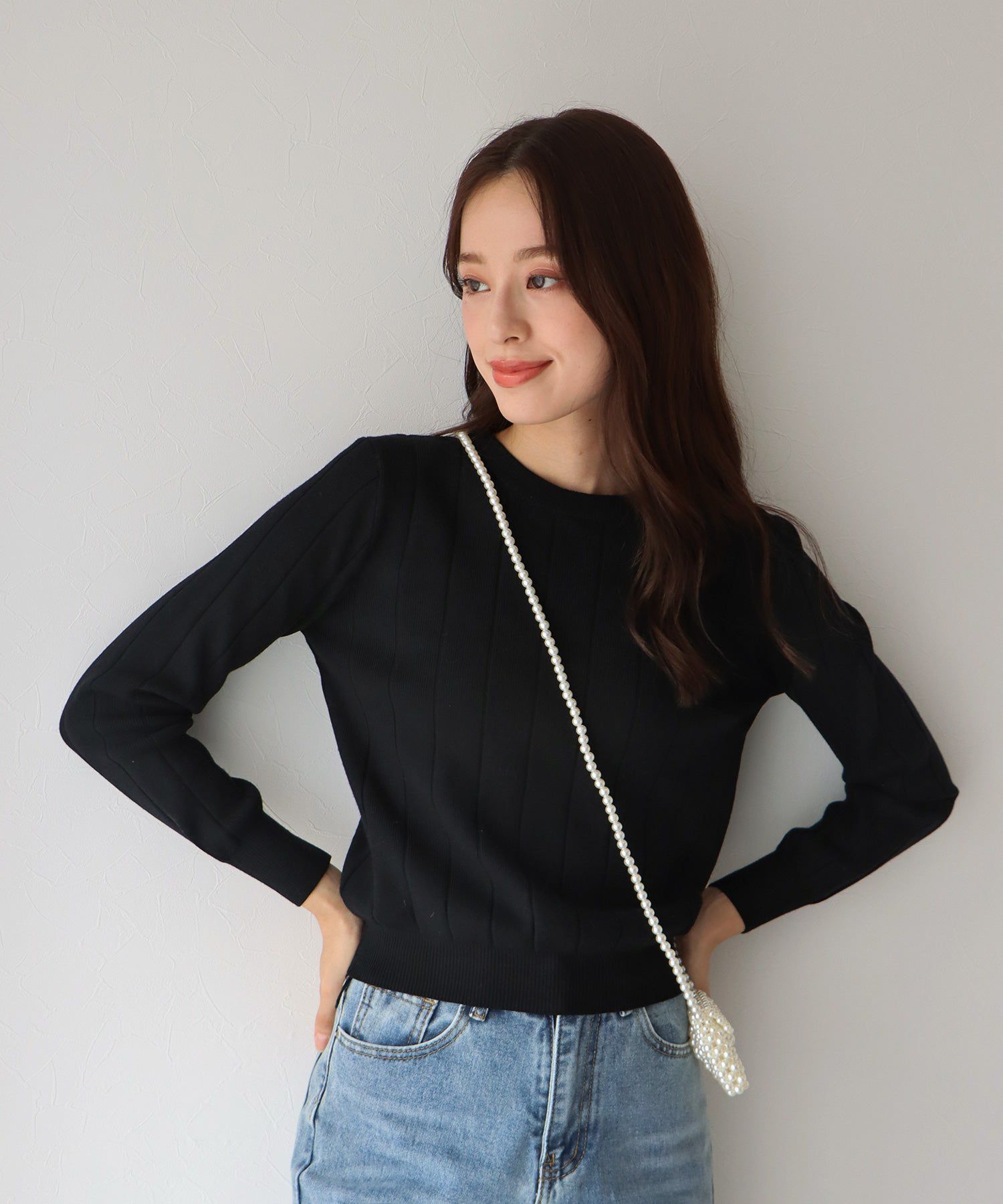 日本 BLUE EAST - 圓領粗羅紋針織上衣-紅