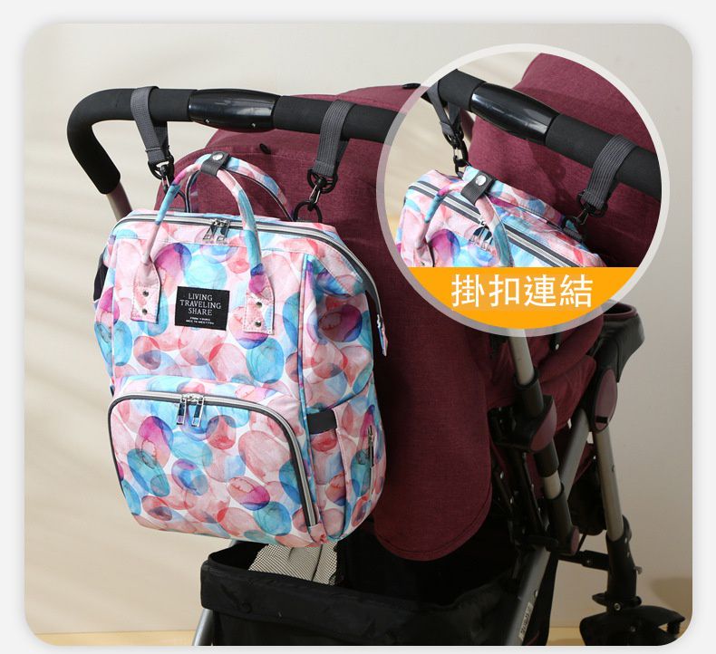 繽紛大容量媽媽包/後背包-獨角獸-淺綠色 (39x25x17cm)