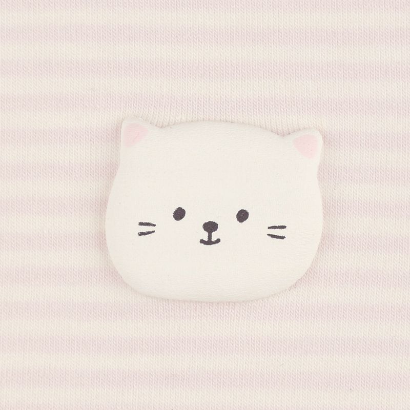 akachan honpo - 短袖兔裝 吸水速乾-動物造型屁屁 橫紋-粉紅色