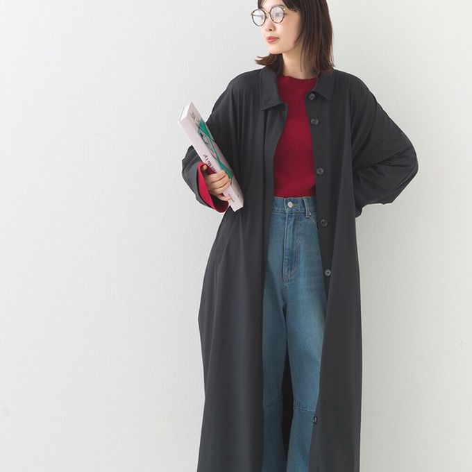 日本 OMNES - 防撕裂耐穿率性質感尼龍長版大衣-軍綠