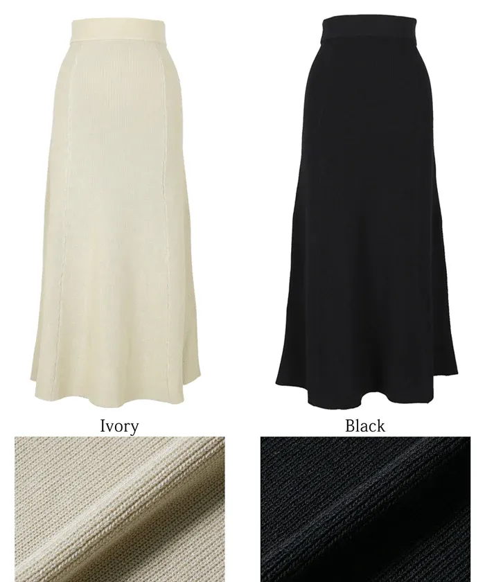 日本 COCA - 彈性質感修身魚尾裙-黑