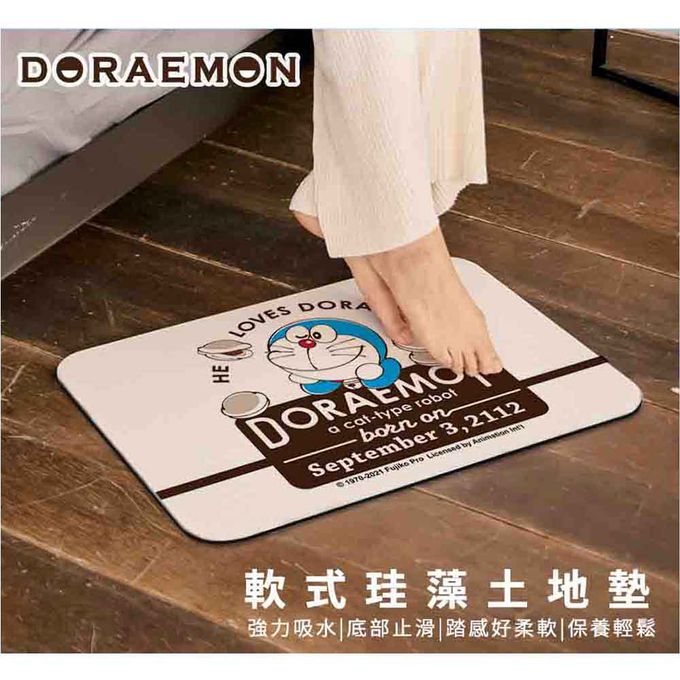 收納王妃 - 哆啦a夢【經典款】 珪藻土軟式吸水地墊 浴室地墊 腳踏墊 吸水墊60X40X0.5cm