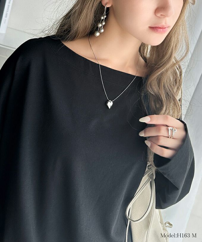 日本 Classical Elf - 一字領寬鬆落肩長袖T恤-炭灰