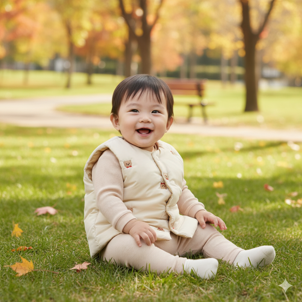 鋪棉背心-刺繡-象牙白
