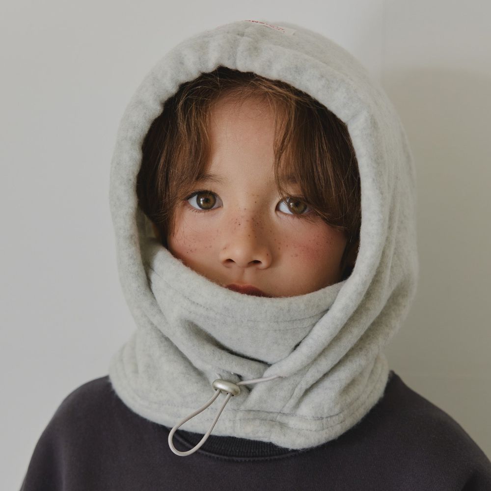 HIKIKI 磨毛感保暖圍脖/帽子-白灰