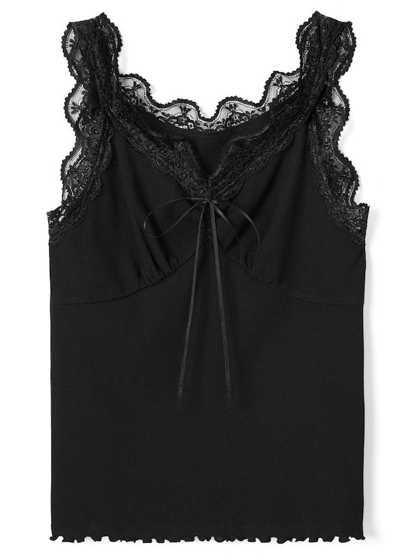 日本 GRL - 綁帶蕾絲V領無袖背心/內搭-淺杏粉