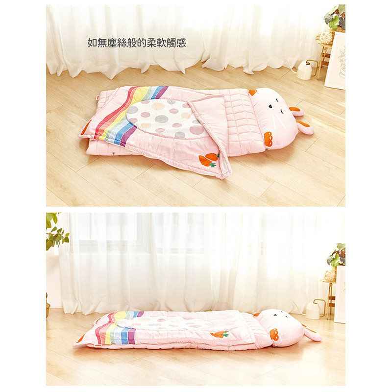 正韓Hello HiZoo - 純手工製莫代爾防蟎抗菌動物兒童睡袋(枕頭+睡墊+被子+收納袋)-粉紅兔