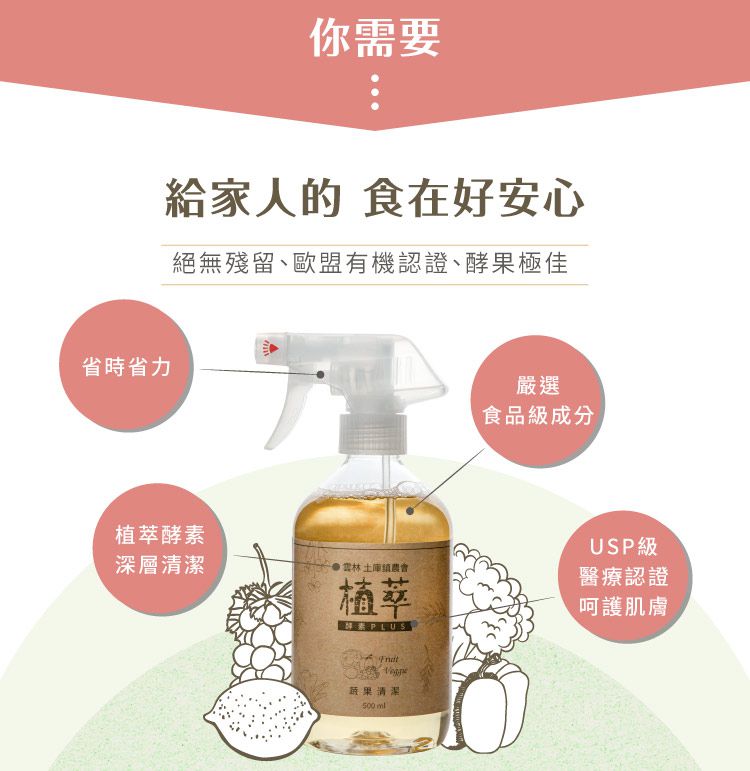 歐美淨 - 植萃酵素-奶瓶蔬果清潔劑-500ml