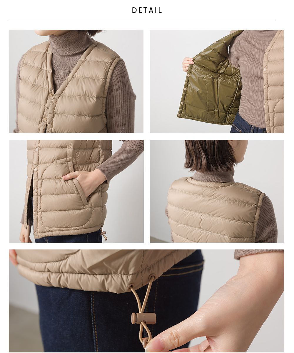 日本 OMNES - 超輕量保暖羽絨背心(媽媽)-杏