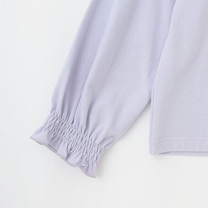 日本 Lycee mine - 夢幻印花荷葉縮口長袖上衣-甜美馬卡龍-粉紅