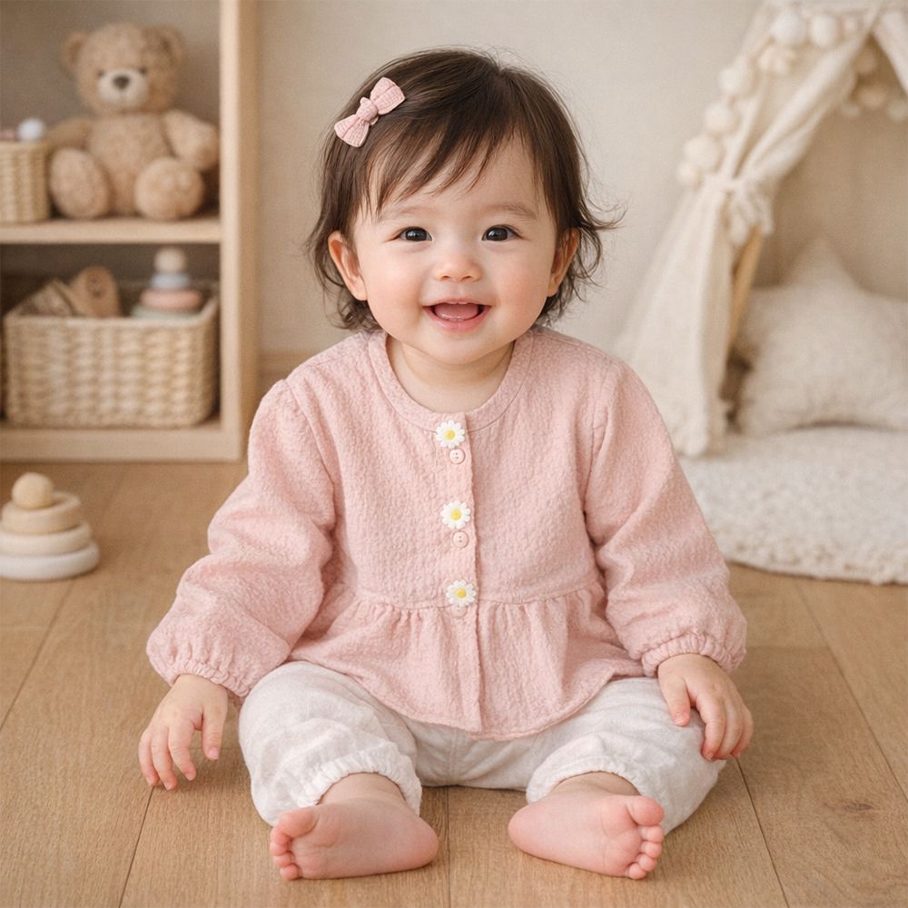 抗UV開襟外套-兒童-粉紅色