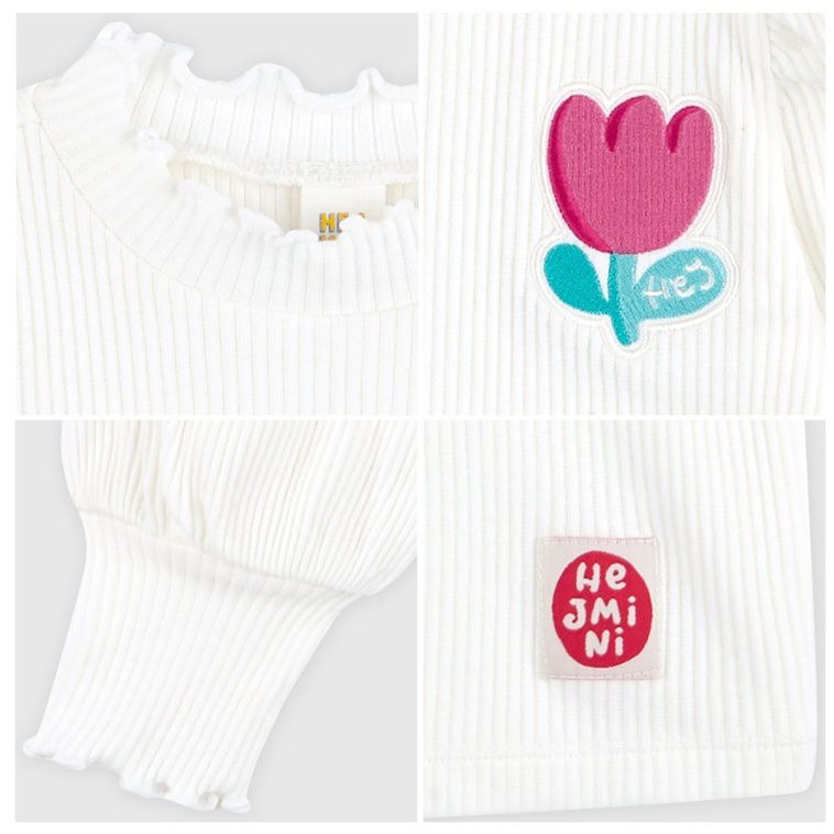 韓國 HEJMINI - 鬱金香卷卷領縮袖口上衣