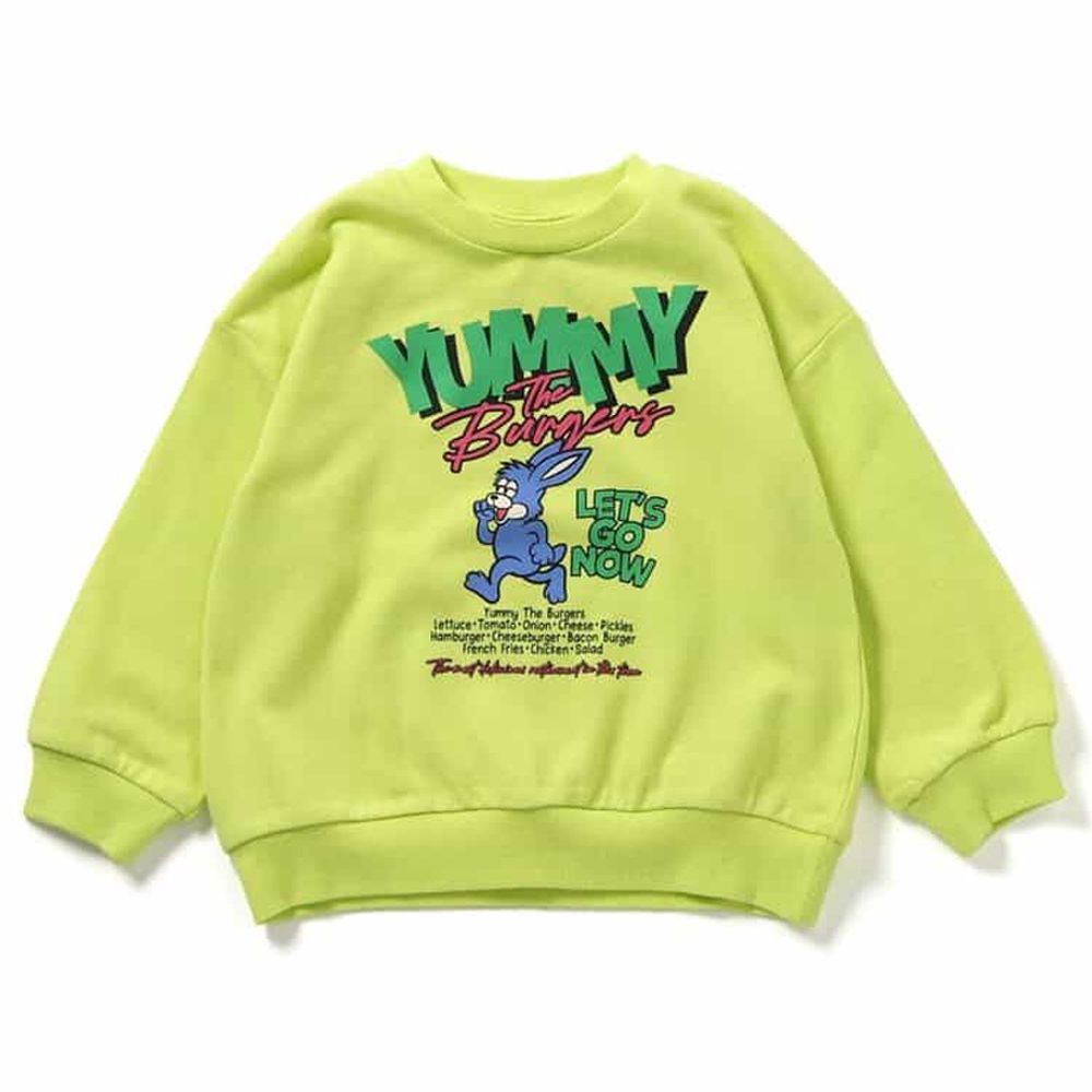 美式印花純棉裏毛長袖上衣-兔子快跑-黃