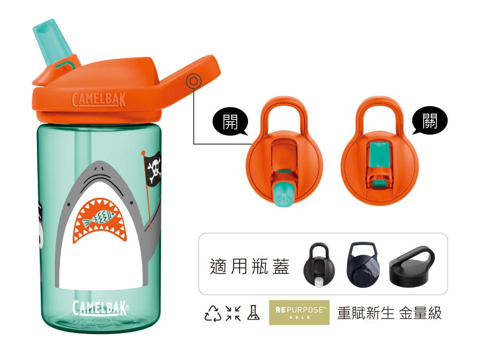 CamelBak - EDDY+ 兒童吸管運動水瓶-旅行恐龍-400ml