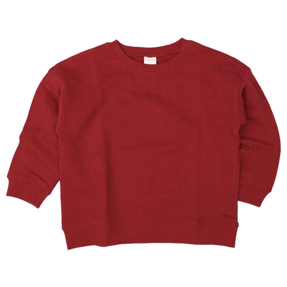 長袖經典休閒上衣-毛圈內裡-紅色