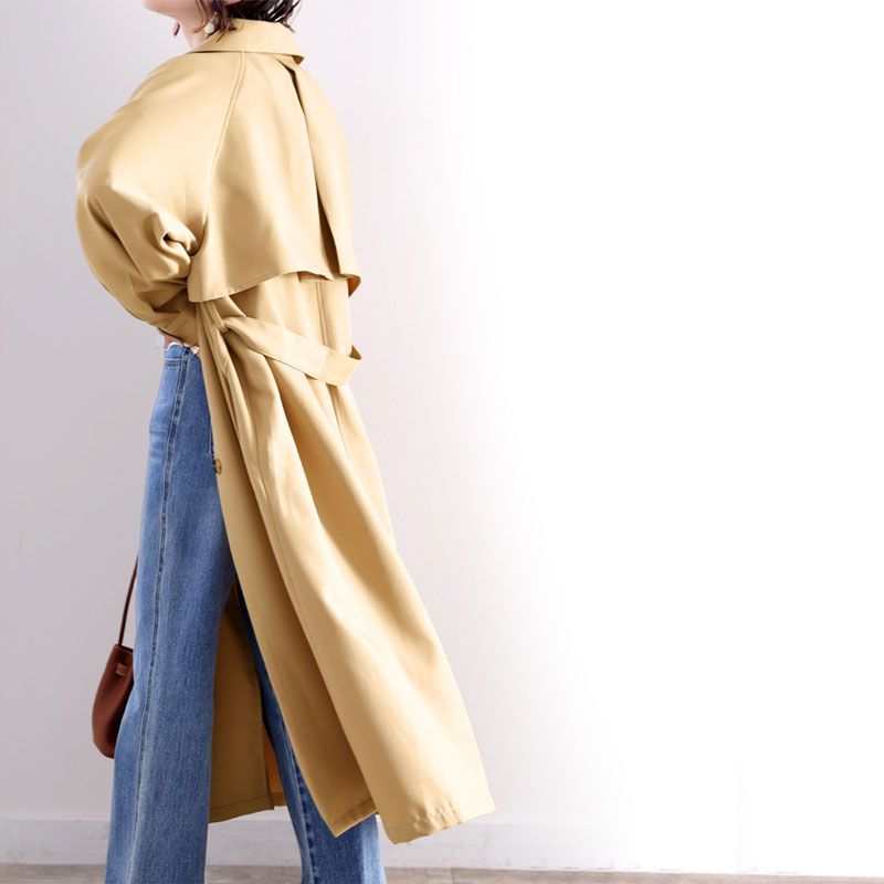 日本 Classical Elf - 復古立領收腰長版風衣-摩卡