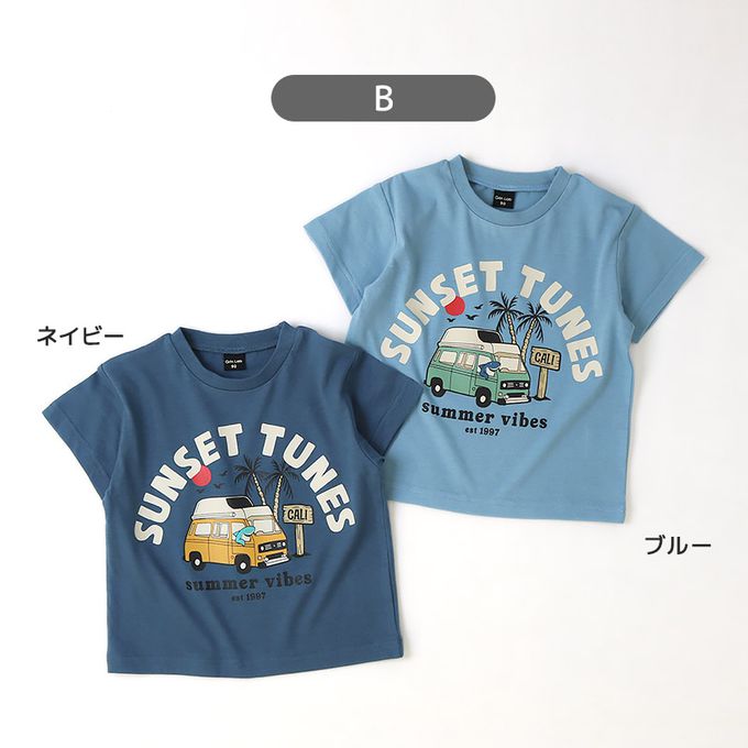 日本 ZOOLAND - 接觸冷感 透氣印花短袖上衣-冰淇淋-水藍