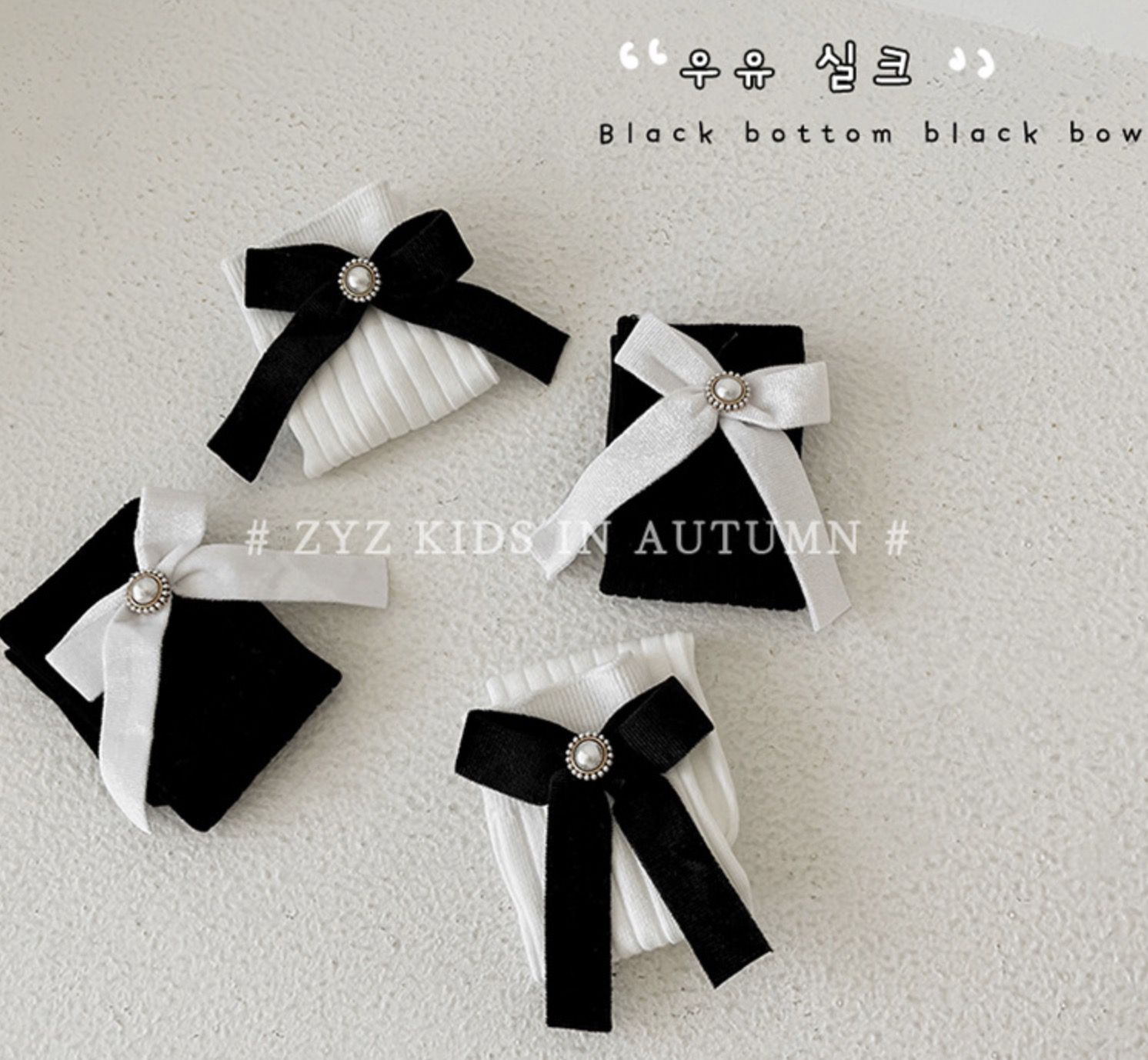 love, charlotte - 珍珠蝴蝶結高筒無跟棉襪-白. 3-8歲 (15-20cm)-1 雙一組