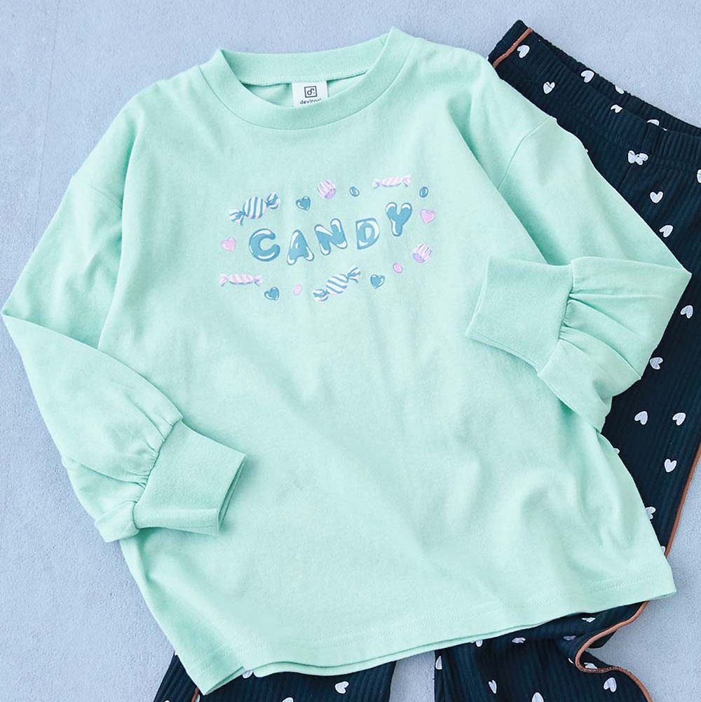 純棉甜心女孩長袖上衣-CANDY-嫩芽綠