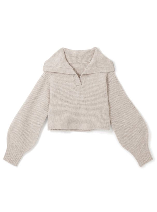 日本 GRL - 小V領畦編短版針織上衣-珊瑚粉 (F)