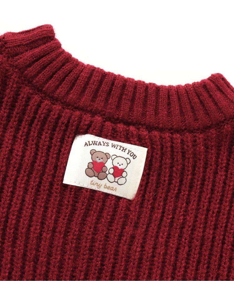 日本 apres les cours - 超萌節慶小熊可機洗毛衣-二隻熊-酒紅