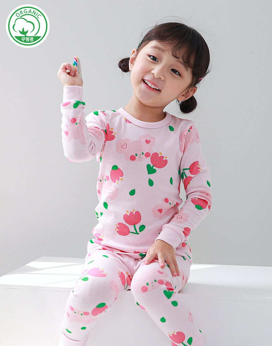 韓國 Ppippilong - 30支有機棉長袖家居服-鬱金香花園