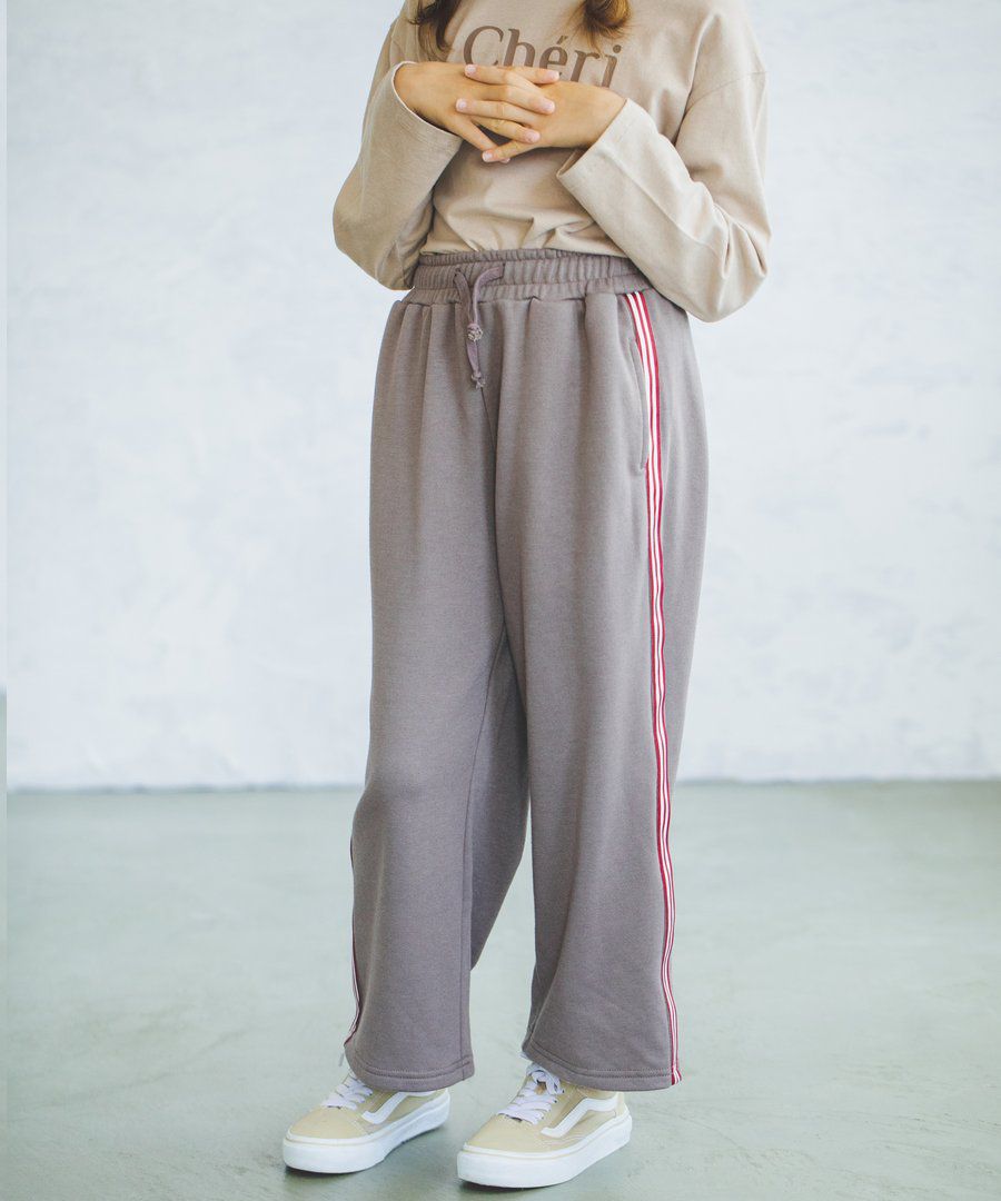 日本 PAIRMANON - 裏毛 寬鬆休閒長褲-灰杏