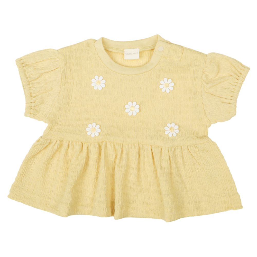 短袖T恤-小花-黃色