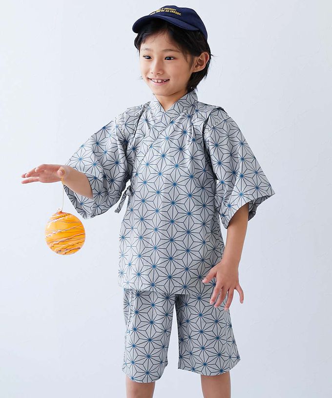 日本 devirock - 期間限定！經典日式風甚平套裝-市松紋-海軍藍