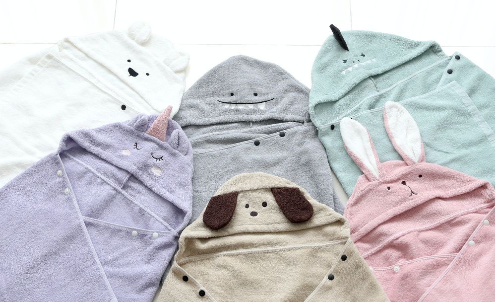 韓國 Conitale - 純棉造型浴巾袍-灰色鯊魚 (68X120cm)