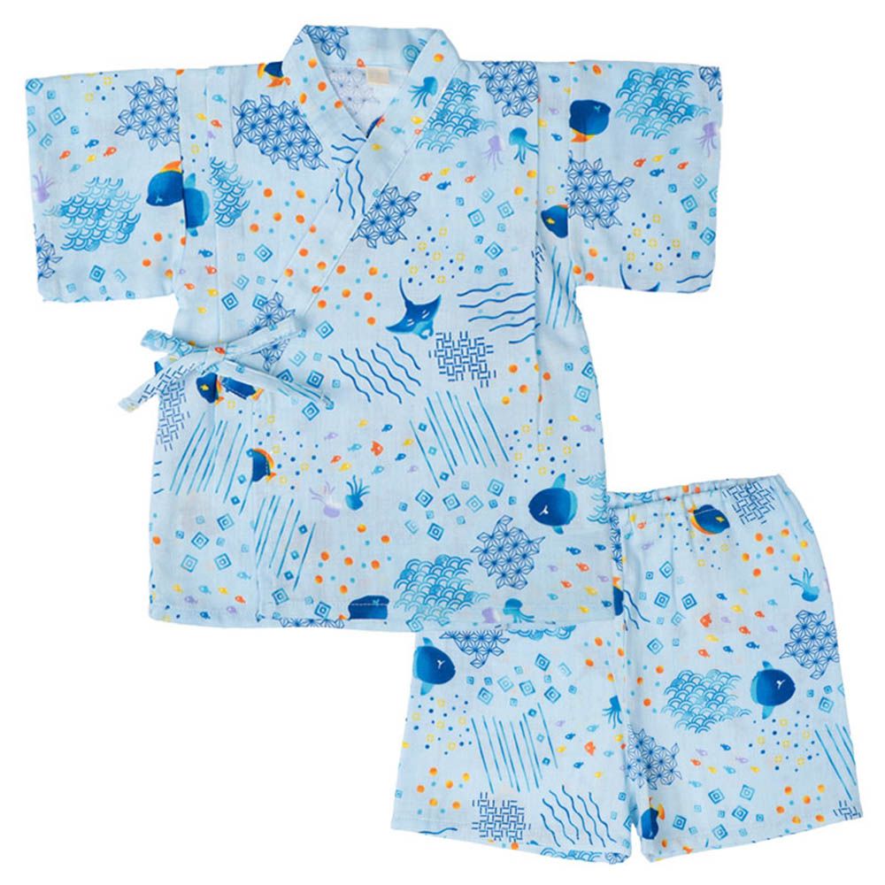 兩件式甚平-海-淺藍色-日本製