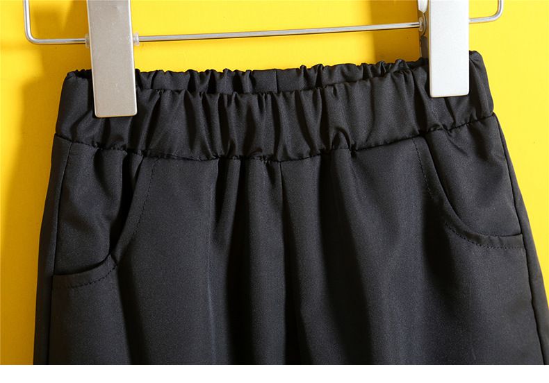 卡通人物史努比帥氣工裝長袖套裝(三件組)-黑色-背心+上衣+長褲