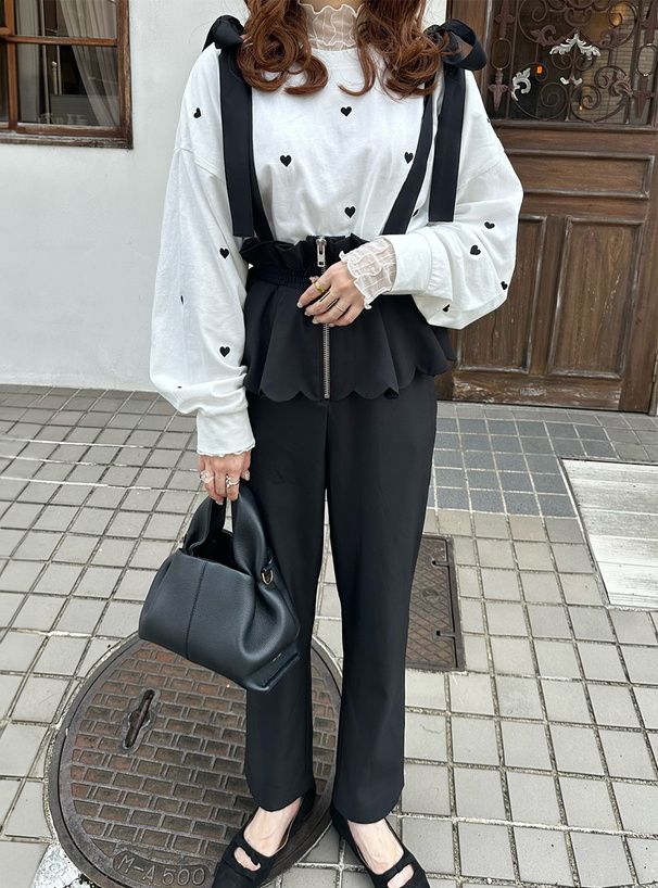 日本 GRL - 甜美愛心刺繡大學T-白 (F)