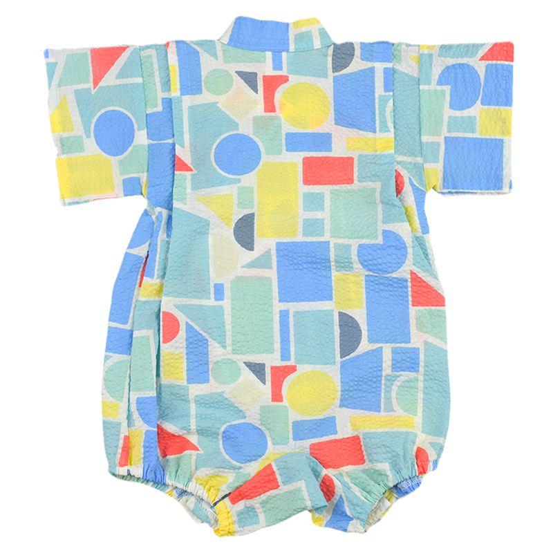 akachan honpo - 甚平包屁衣-幾何圖案-藍色