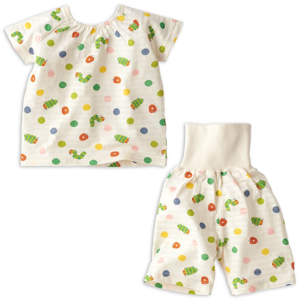 短袖家居服 穿衣練習-好餓的毛毛蟲-象牙白色