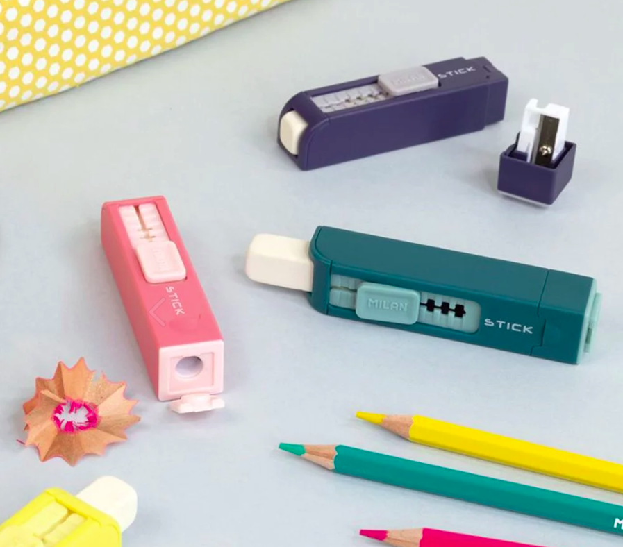 MILAN - 可推式橡皮擦+削筆器-黃