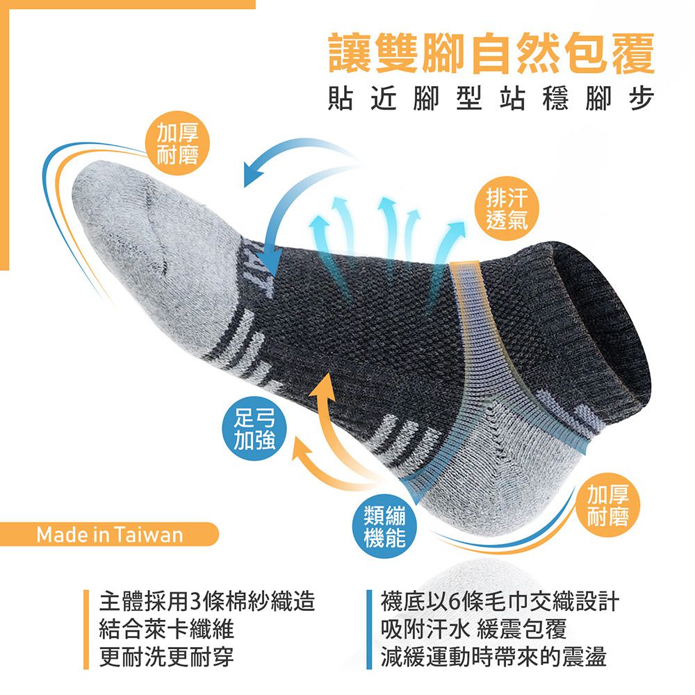 GIAT - 類繃機能萊卡運動襪-兒童款-黑藍