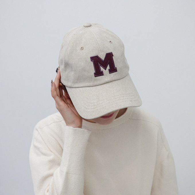 韓國配件連線 - M字裝飾棒球帽-磚紅 (FREE)